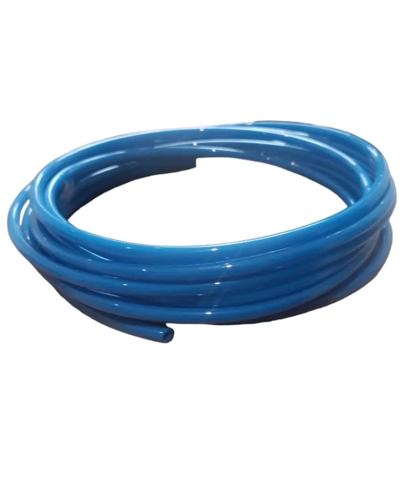 Coil of blue water fed pole hose.